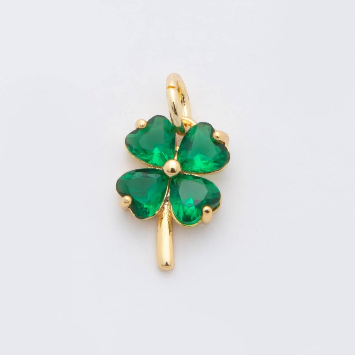 18K Gold Filled Multicolor, Pink, Blue, Green, Fuchsia CZ Clover Charm
