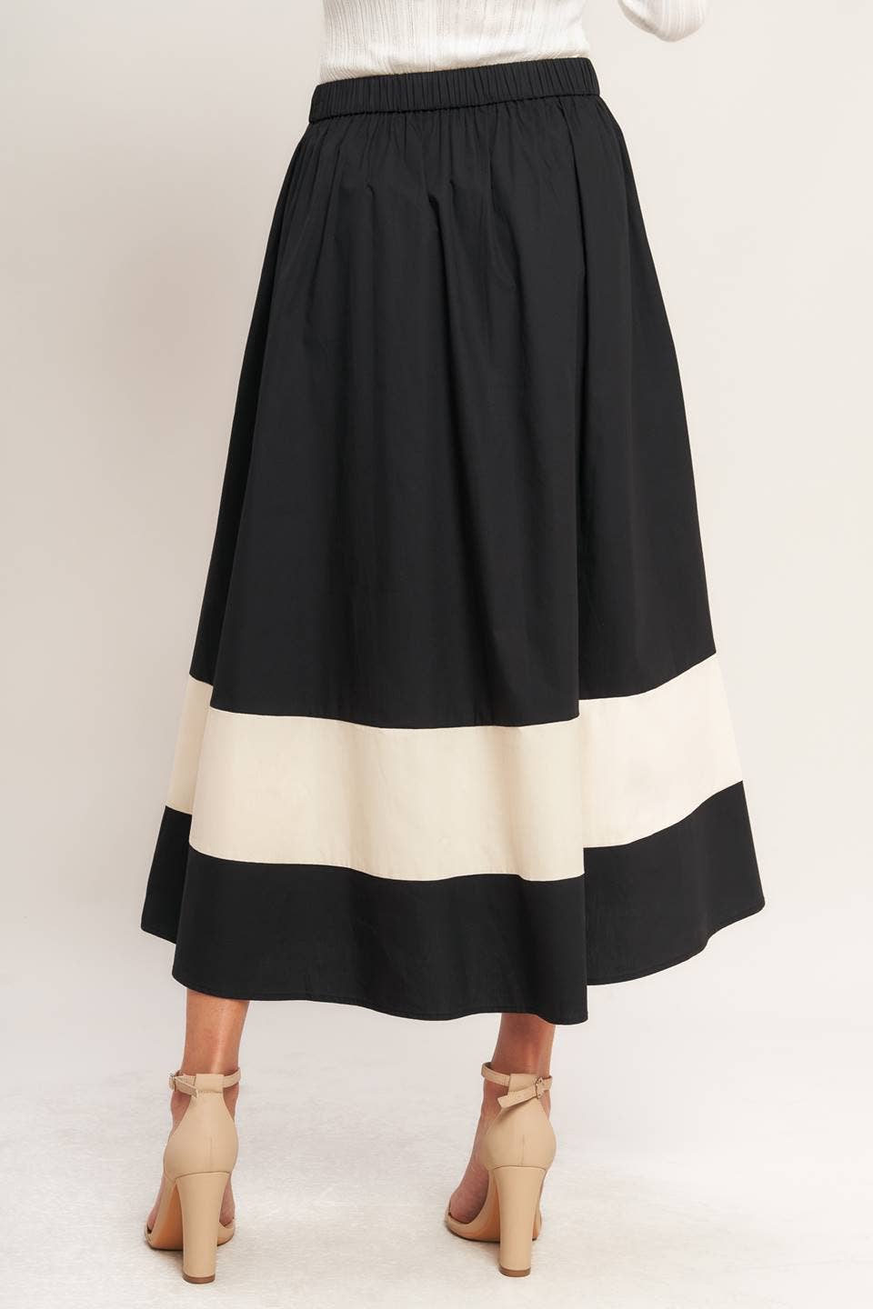 Color blocked full midi skirt