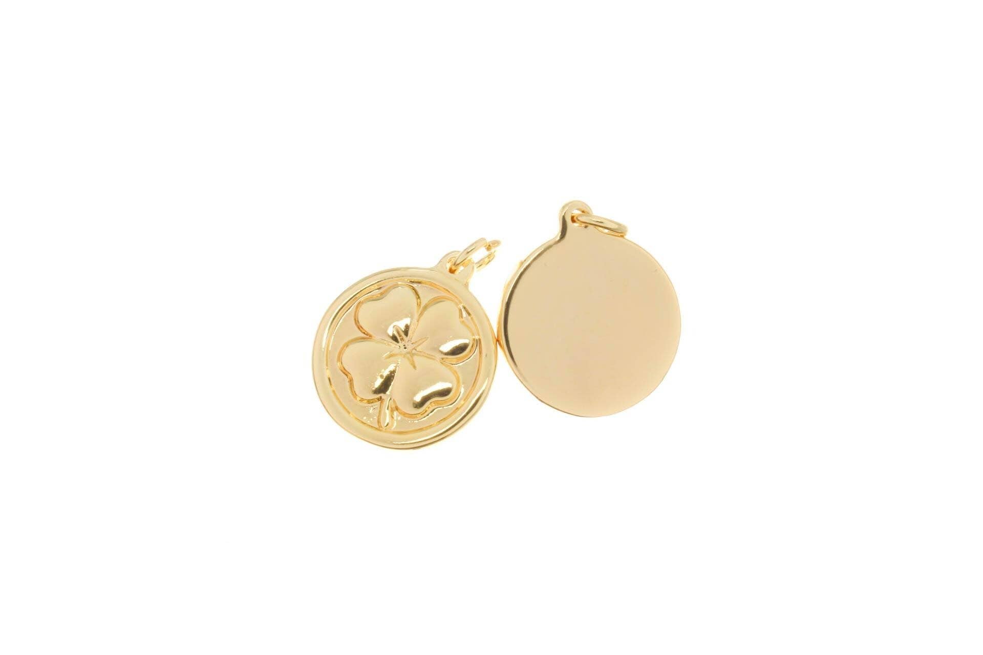Gold Shamrock Wax Seal Clover Lucky Charm Pendant