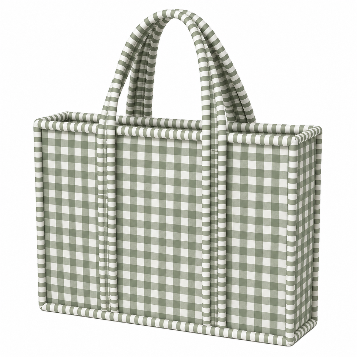 Green Gingham Quilted Bag Print