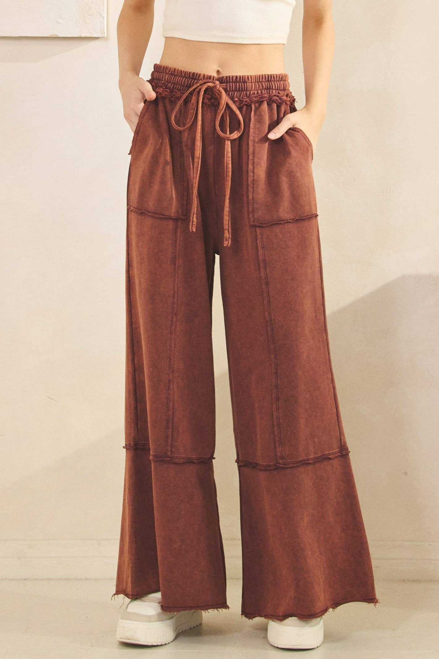 MINERAL WASHED TERRY KNIT PANTS