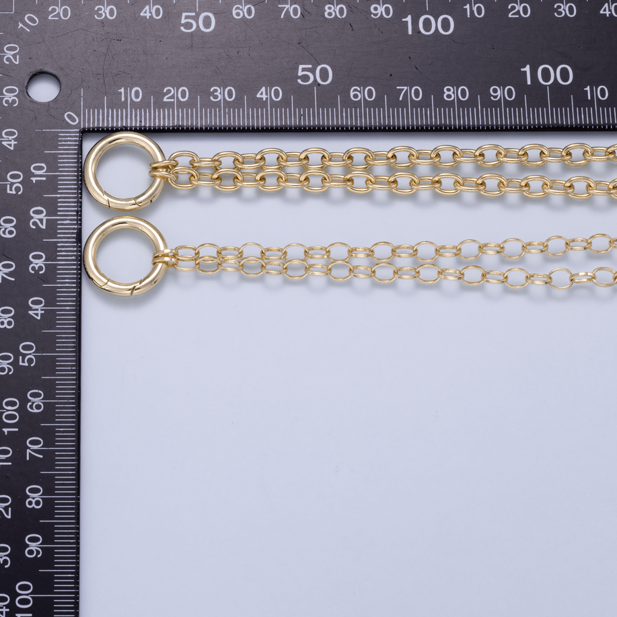 16K Gold Filled 5mm Push Gate Charm Connector Holder Ring Cable Chain 18 Inch Necklace