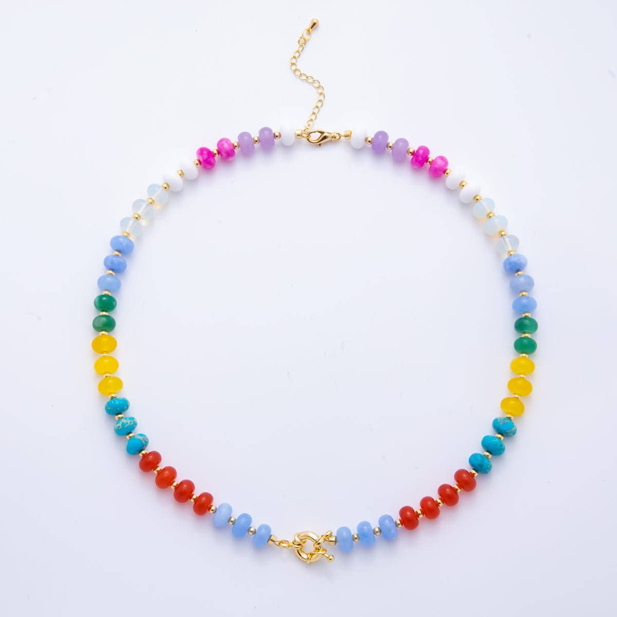 Candy Gemstone Beaded Chain Necklace