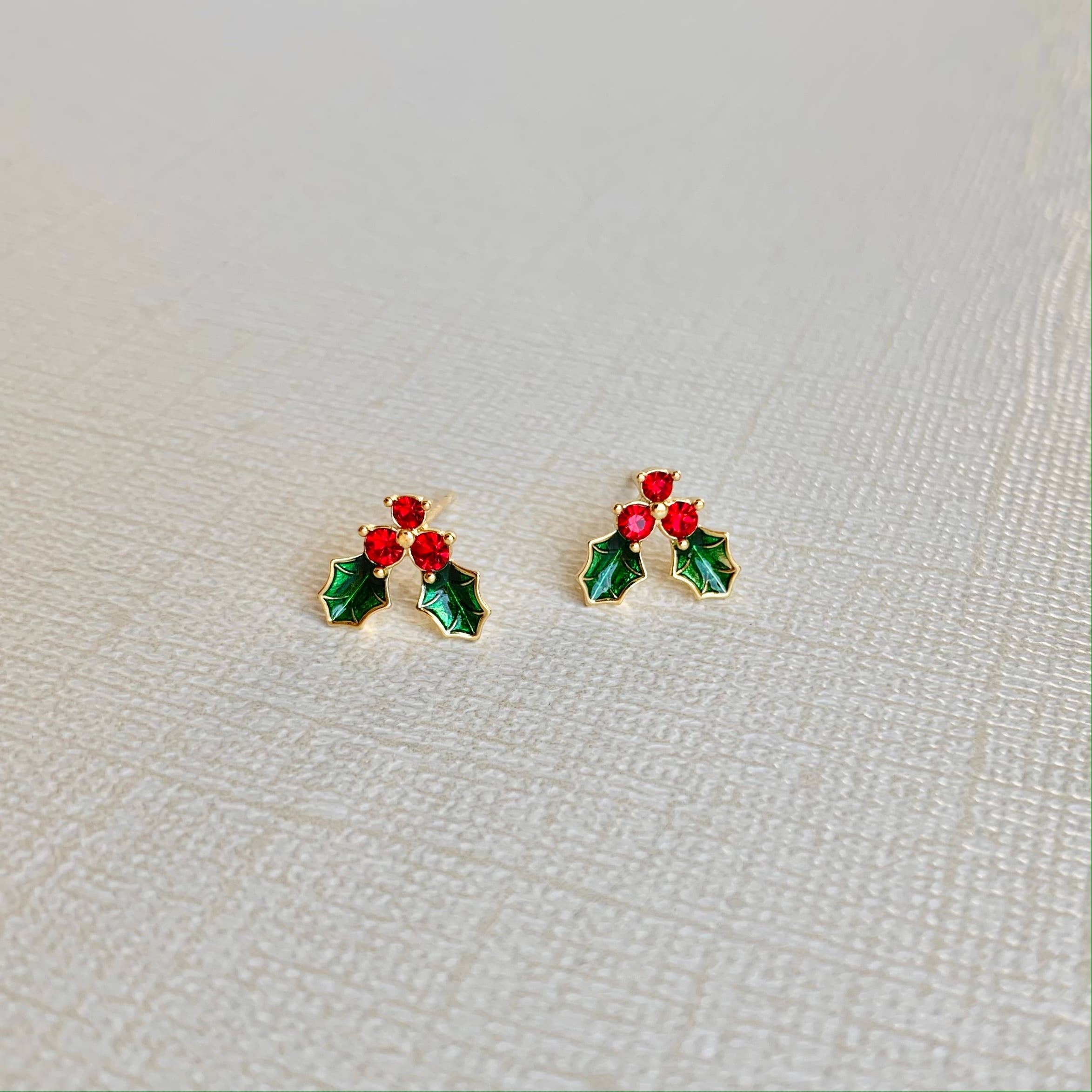 HOLLY-DAY STUDS | holly stud earrings | Christmas jewelry