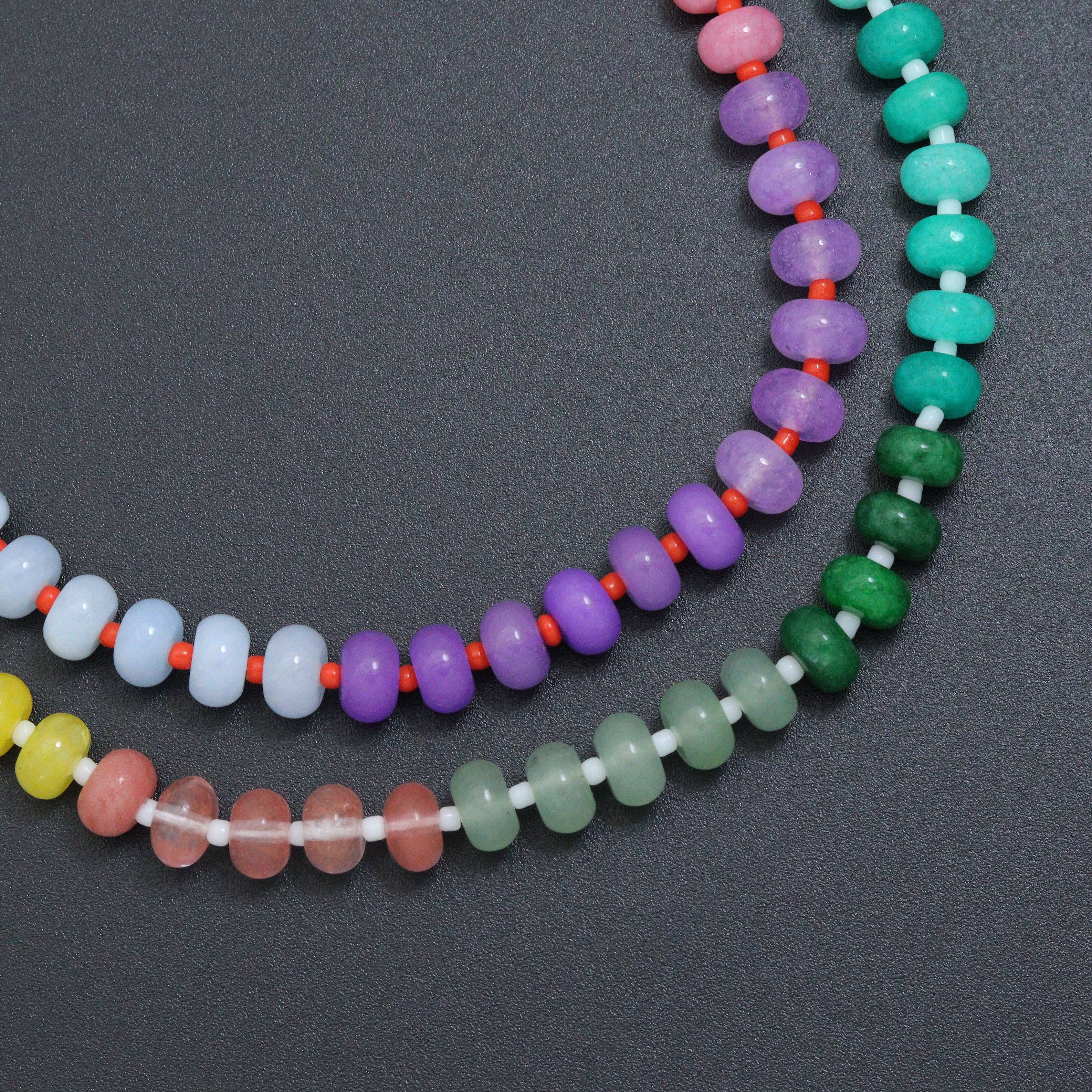 Rainbow Color Roundelle Gemstone Necklace