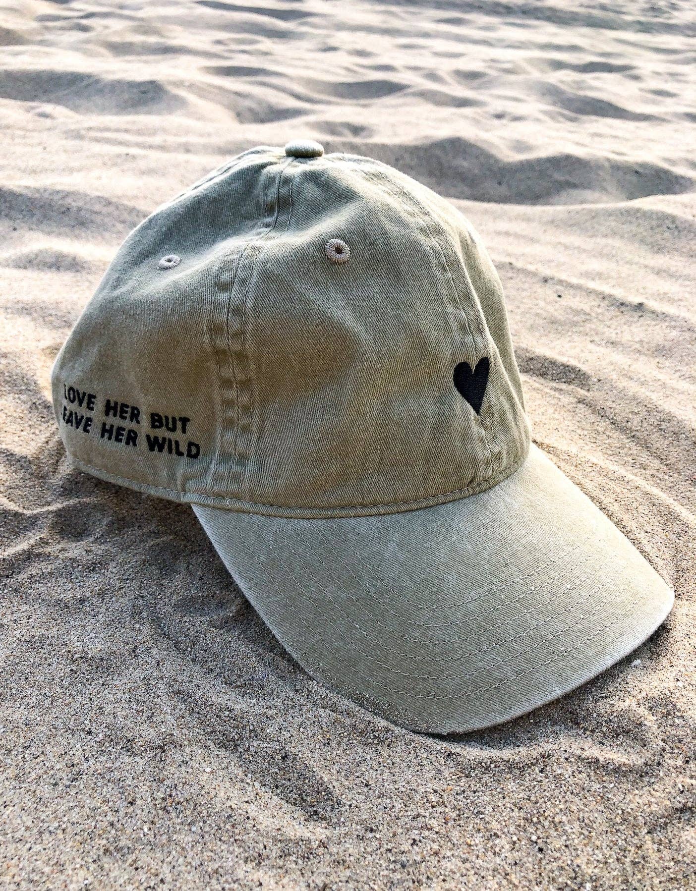 Embroidered Heart Women's Baseball Cap in Light Beige