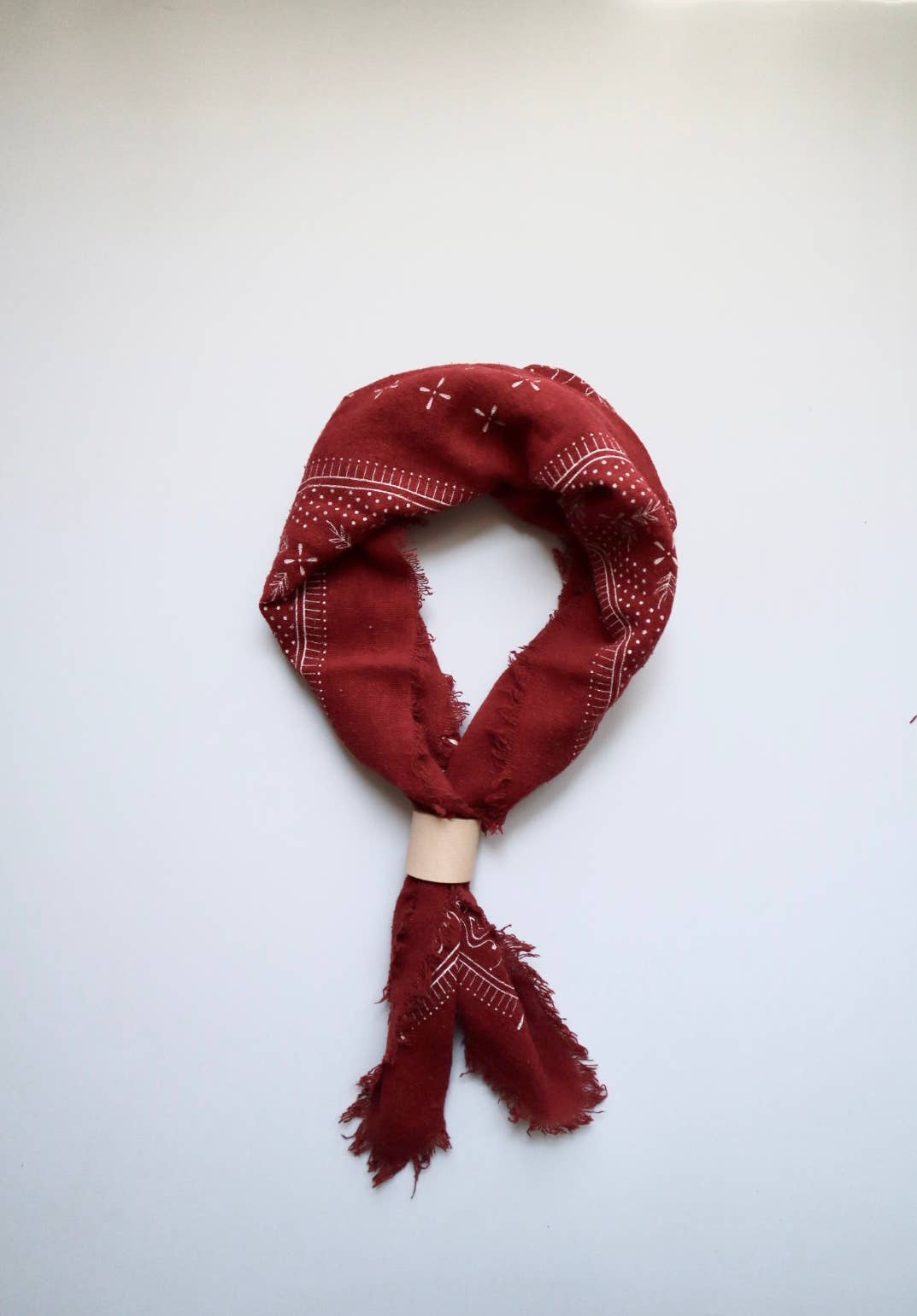 Poppy Red Classic Print Naturally Dyed Bandana (white)