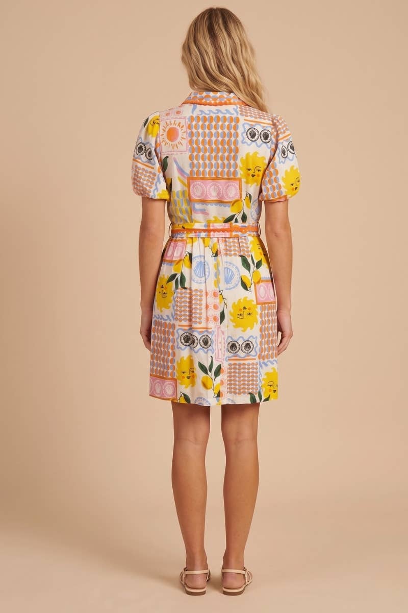 MULTI COLOR PATTERN BUTTON DOWN DRESS