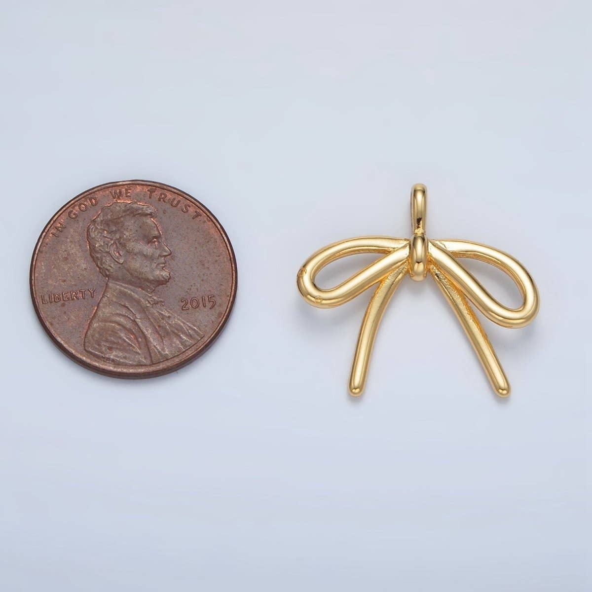 24K Gold Filled Minimalist Tied Ribbon Bow Pendant