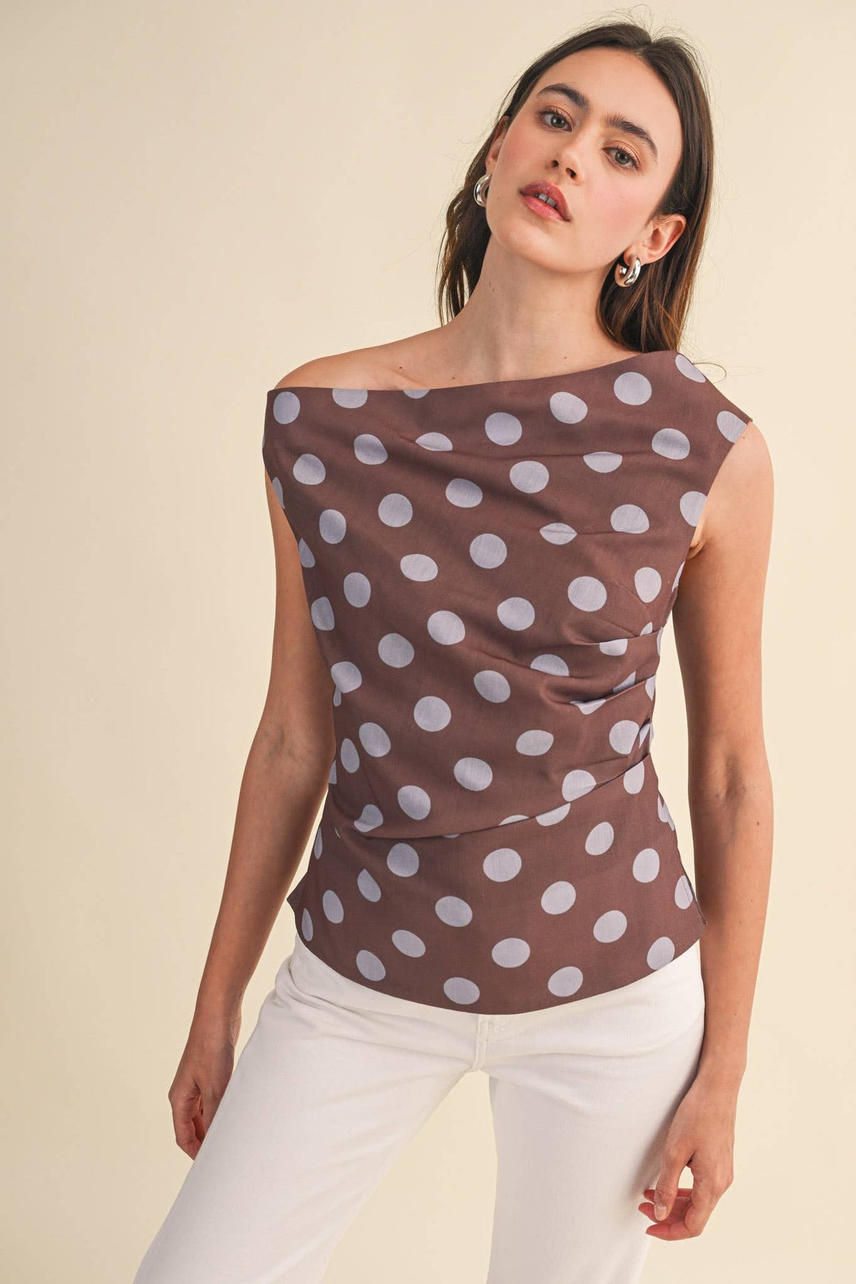 POLKA DOT OFF SHOULDER TOP