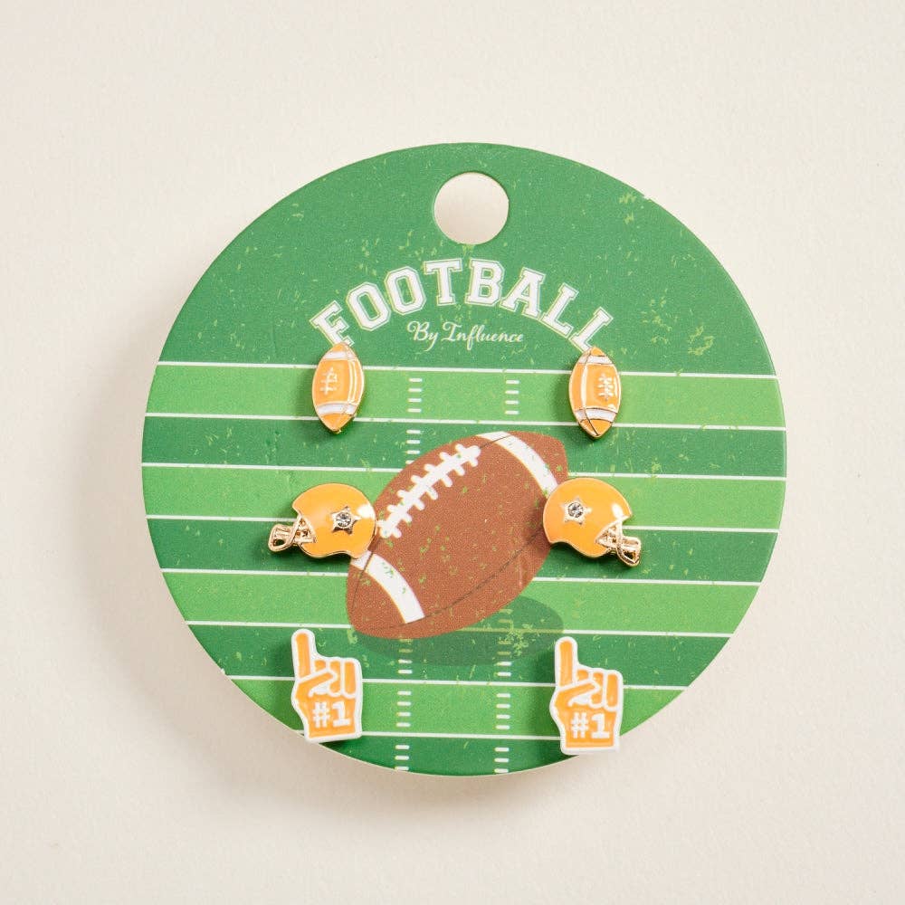 Football Helmet Foam Finger 3 Set Earrings