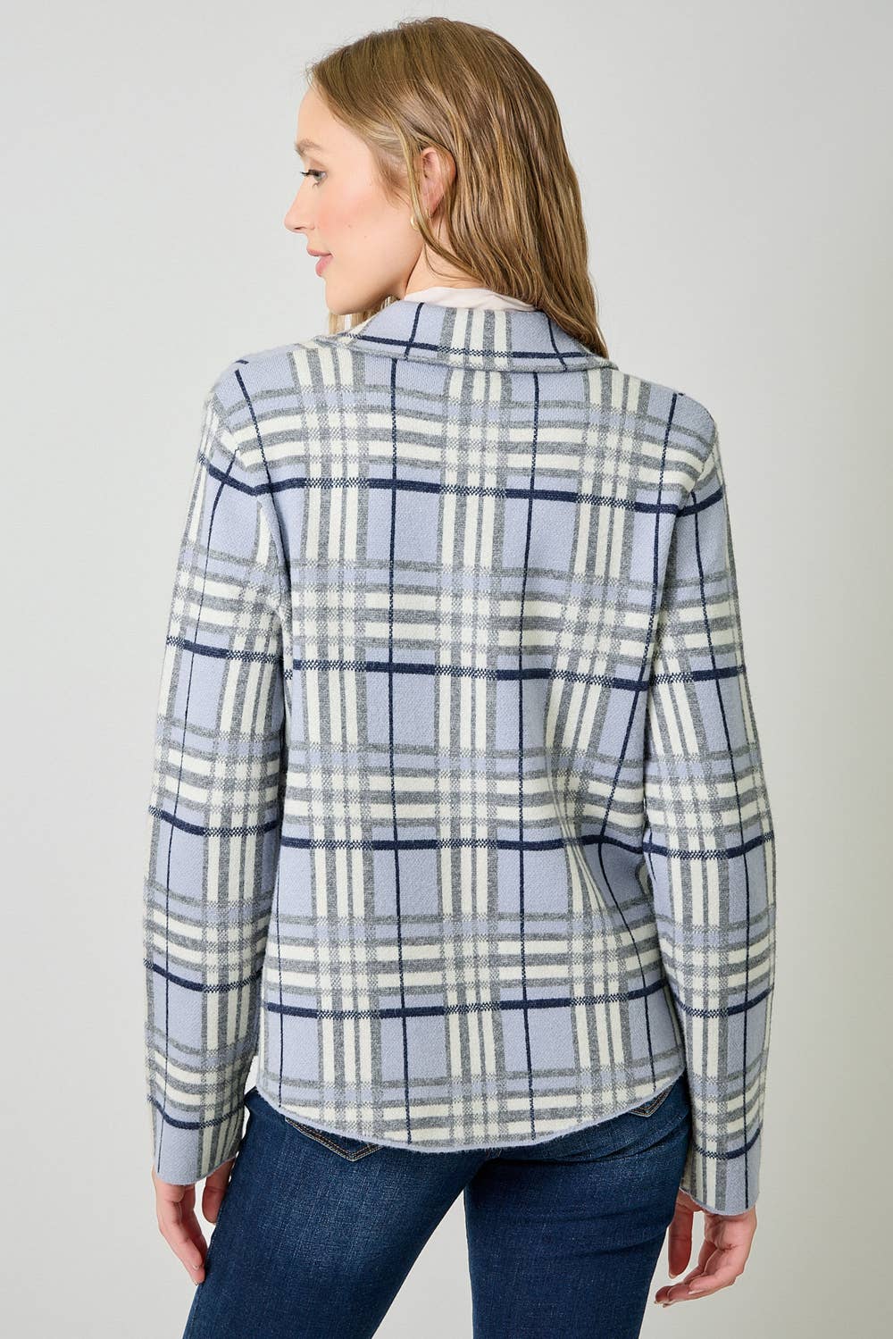 60843 Check Patterned Sweater Jacket