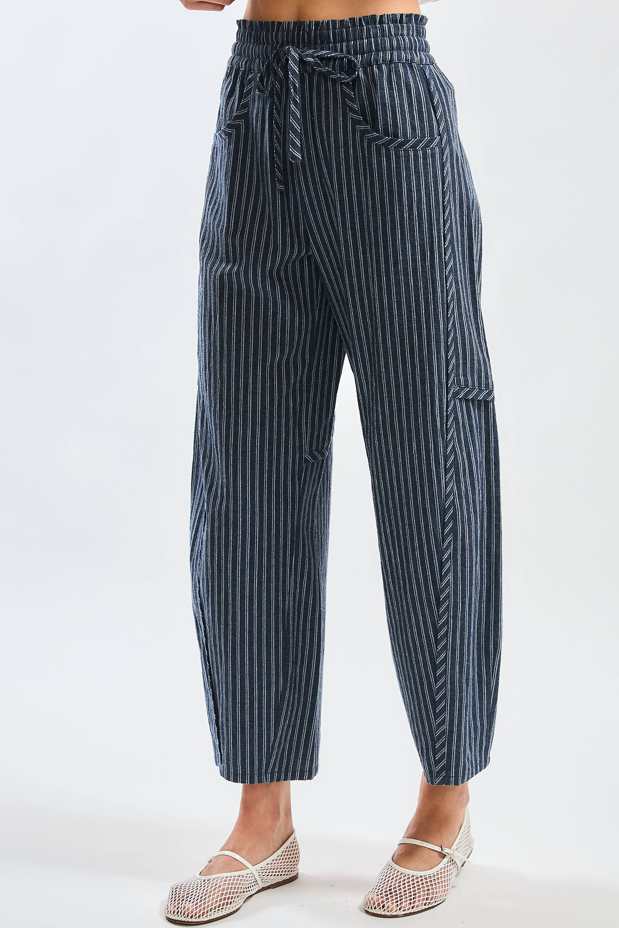 CB10394J Pinstripe Drawstring Pants