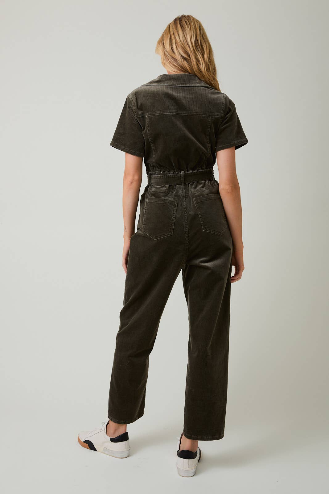 HALF SLEEVE ZIP UP UTILITY JUMPSUIT