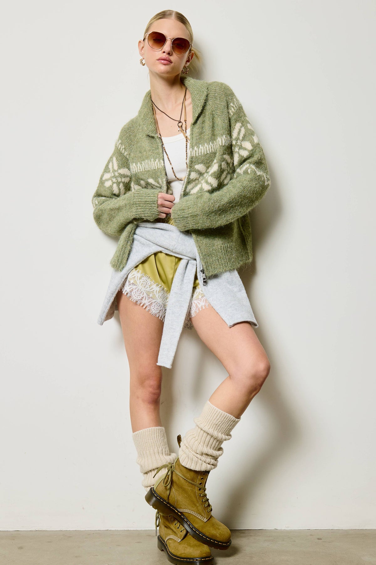 Nordic Snowflake Zip Up Knit Jacket