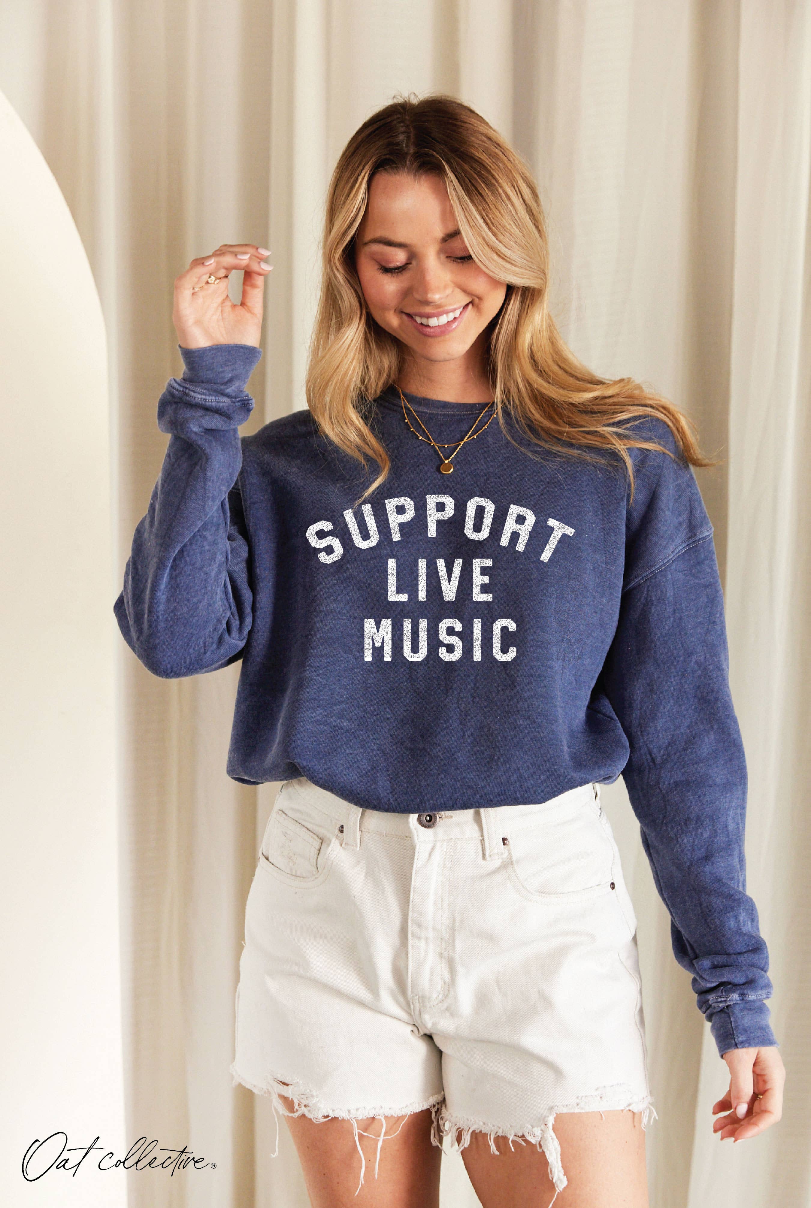 SUPPORT LIVE MUSIC Mineral Graphic Sweatshirt