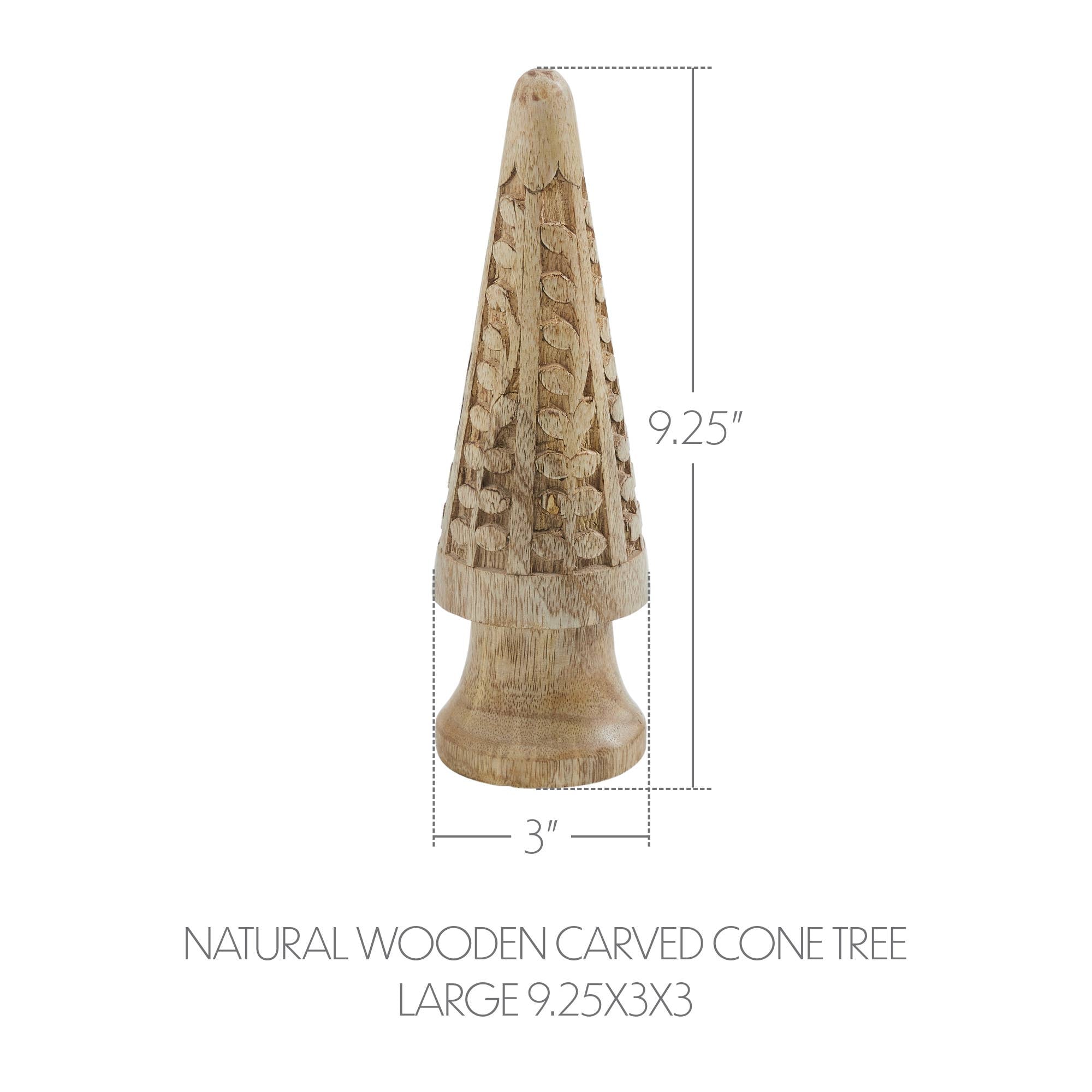 Natural Wooden Carved Cone Tree Large 9.25x3x3