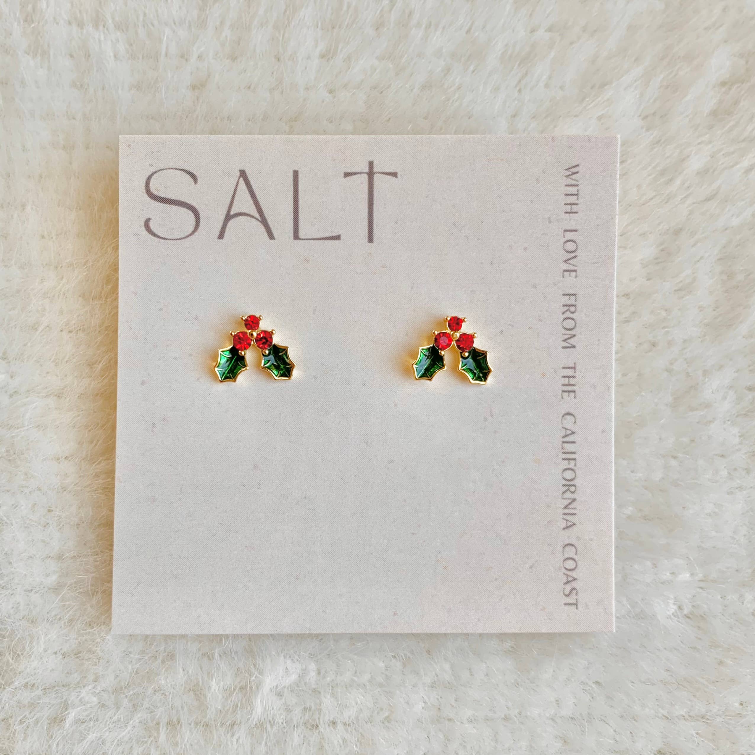 HOLLY-DAY STUDS | holly stud earrings | Christmas jewelry