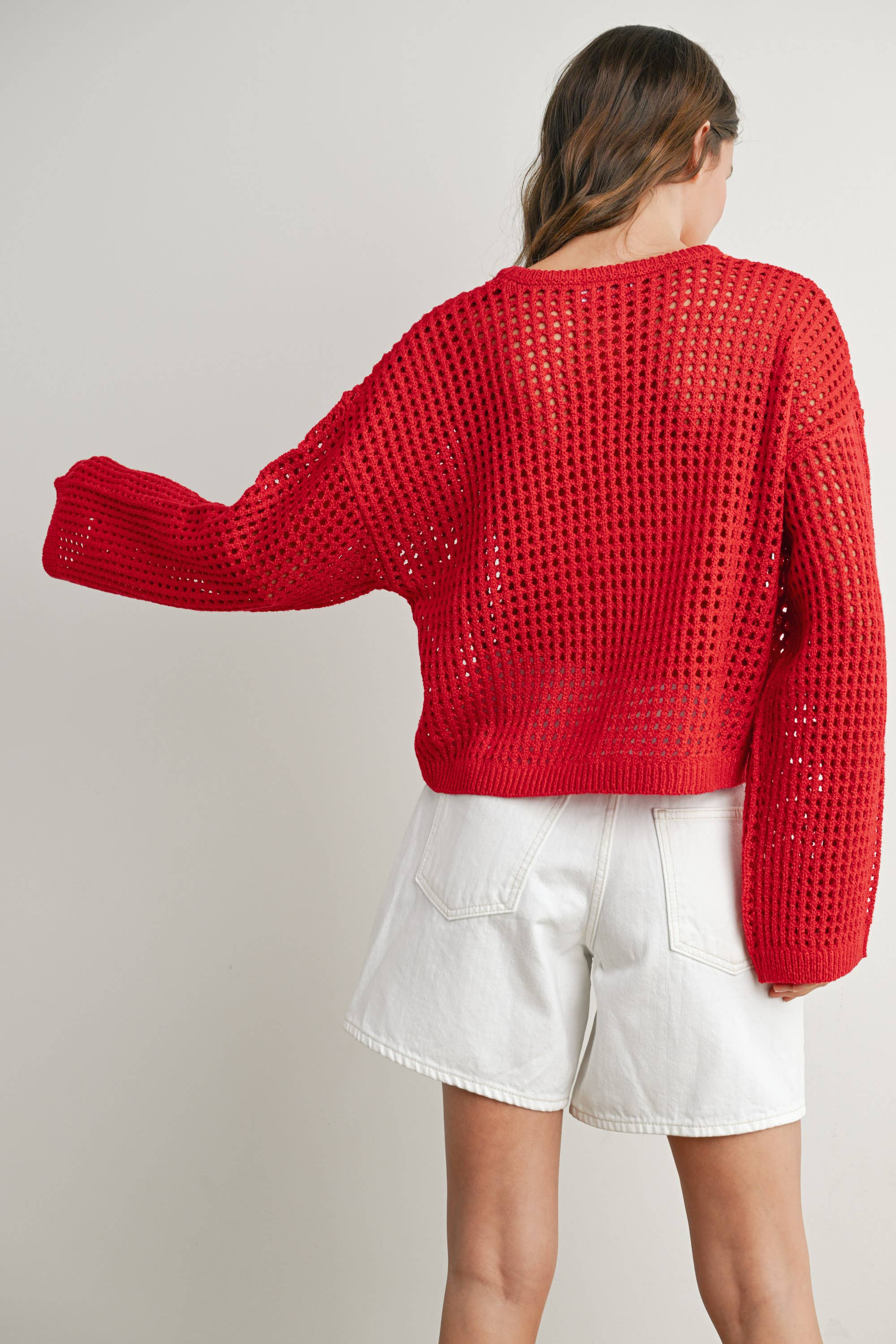 Crew Neck Crochet Sweater