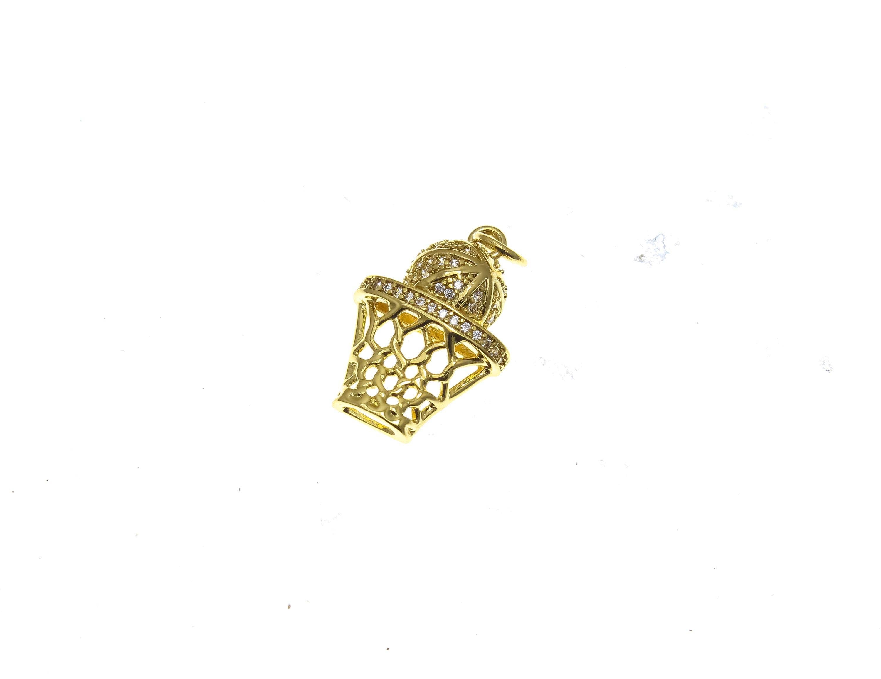 18k Gold CZ Basketball Charm, Sports