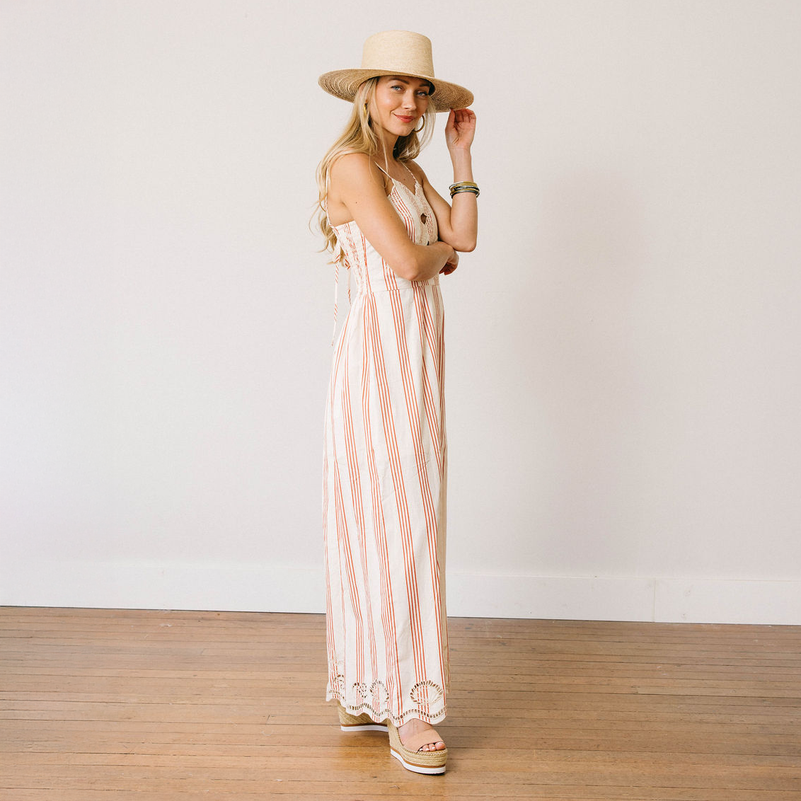 Cherry Pinstripe Sophia Dress