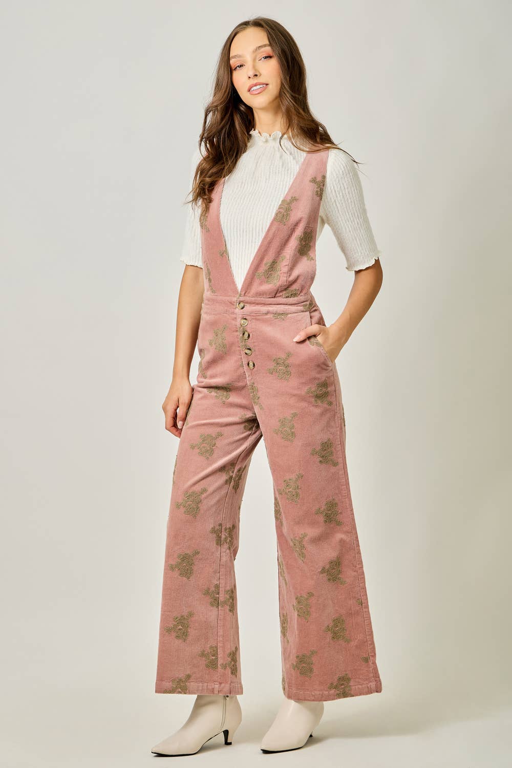Fernie Embroidered Corduroy Jumpsuit