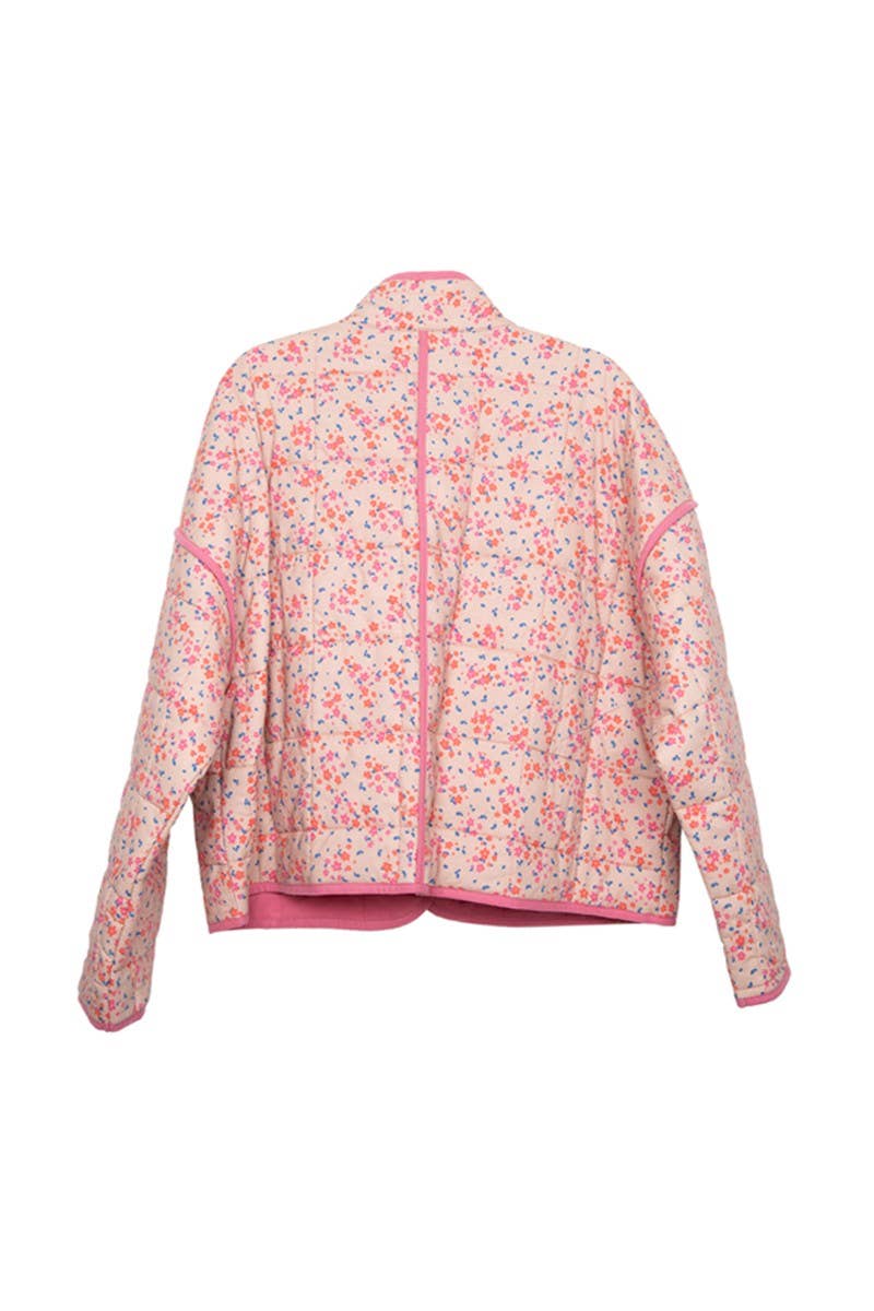 Pink Dainty Floral Lightweight Quilted Jacket