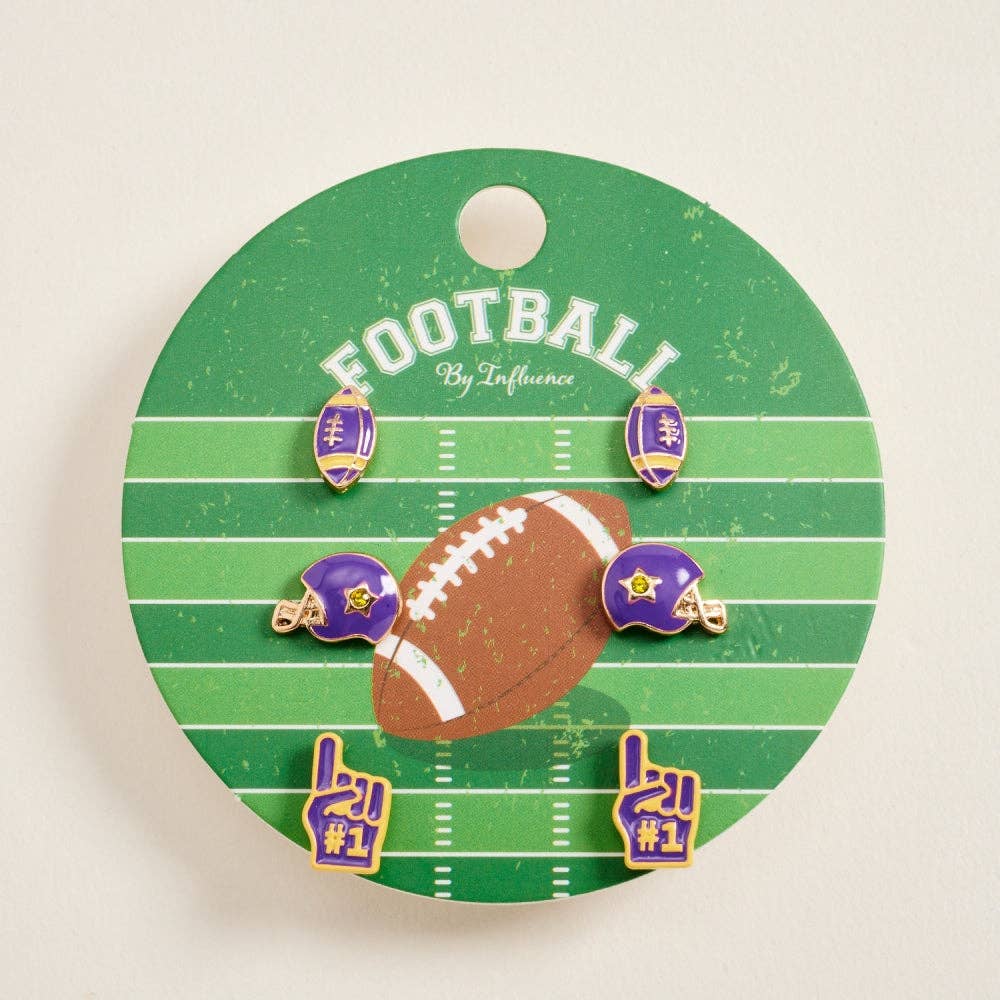 Football Helmet Foam Finger 3 Set Earrings