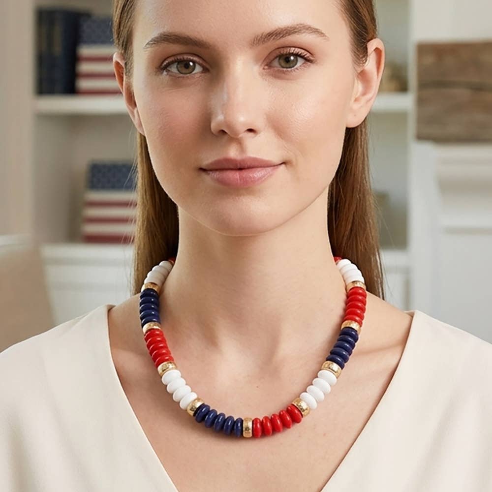 Chunky Resin Disc Beaded Necklace