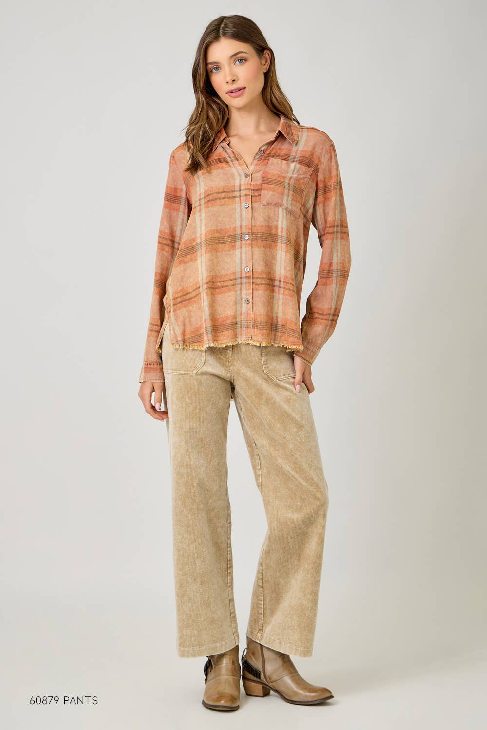 Washed Plaid Button Down Shirt
