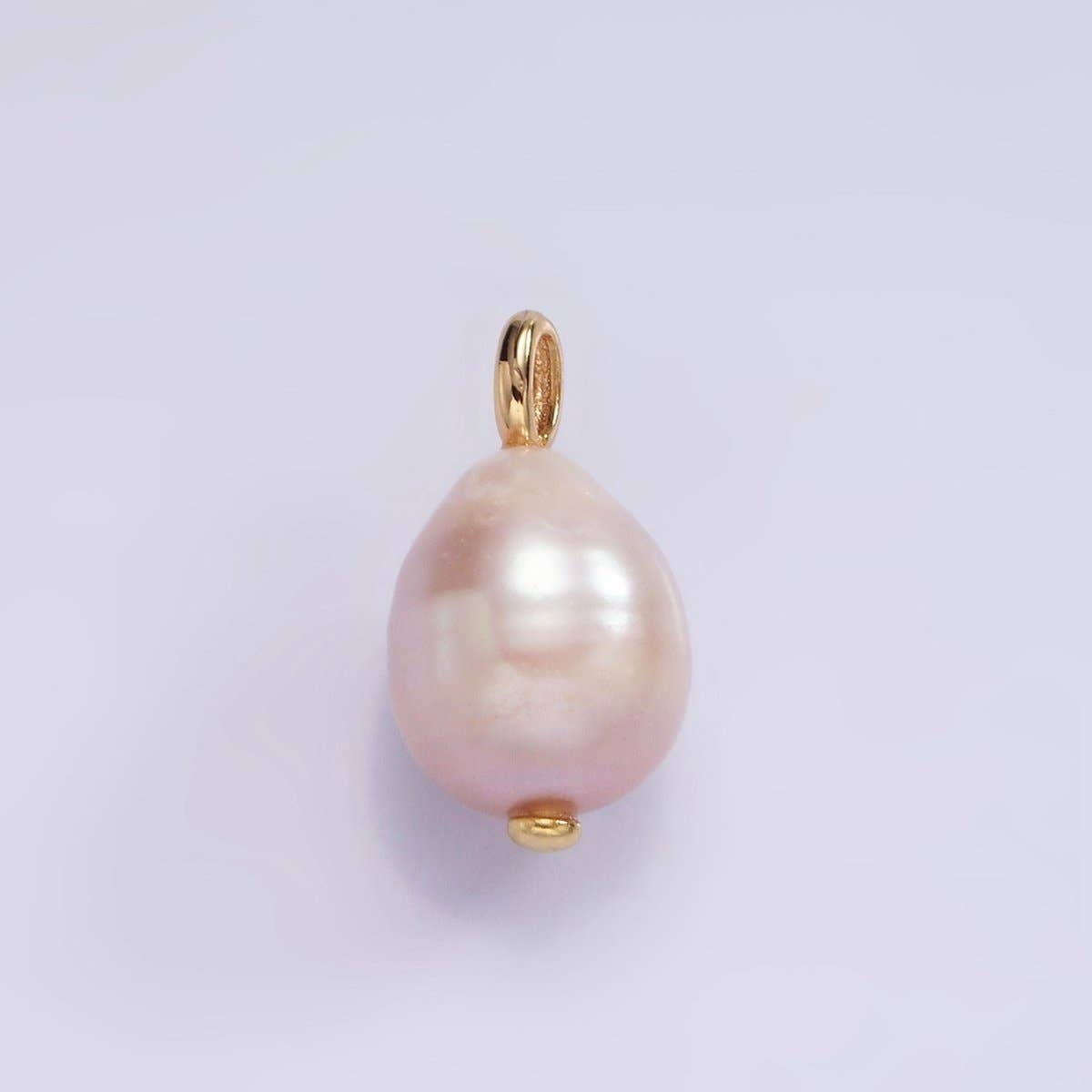 14K Gold Filled 17mm Pink, White Freshwater Pearl Drop Pendant