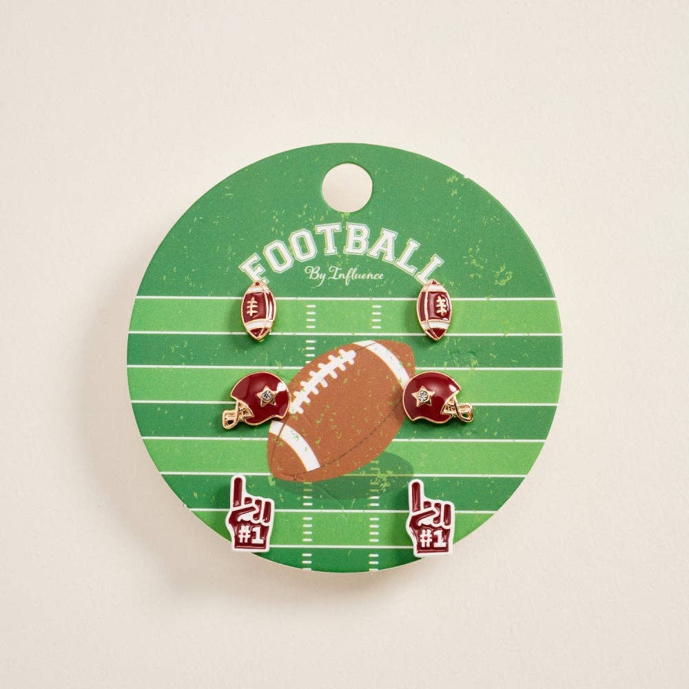Football Helmet Foam Finger 3 Set Earrings