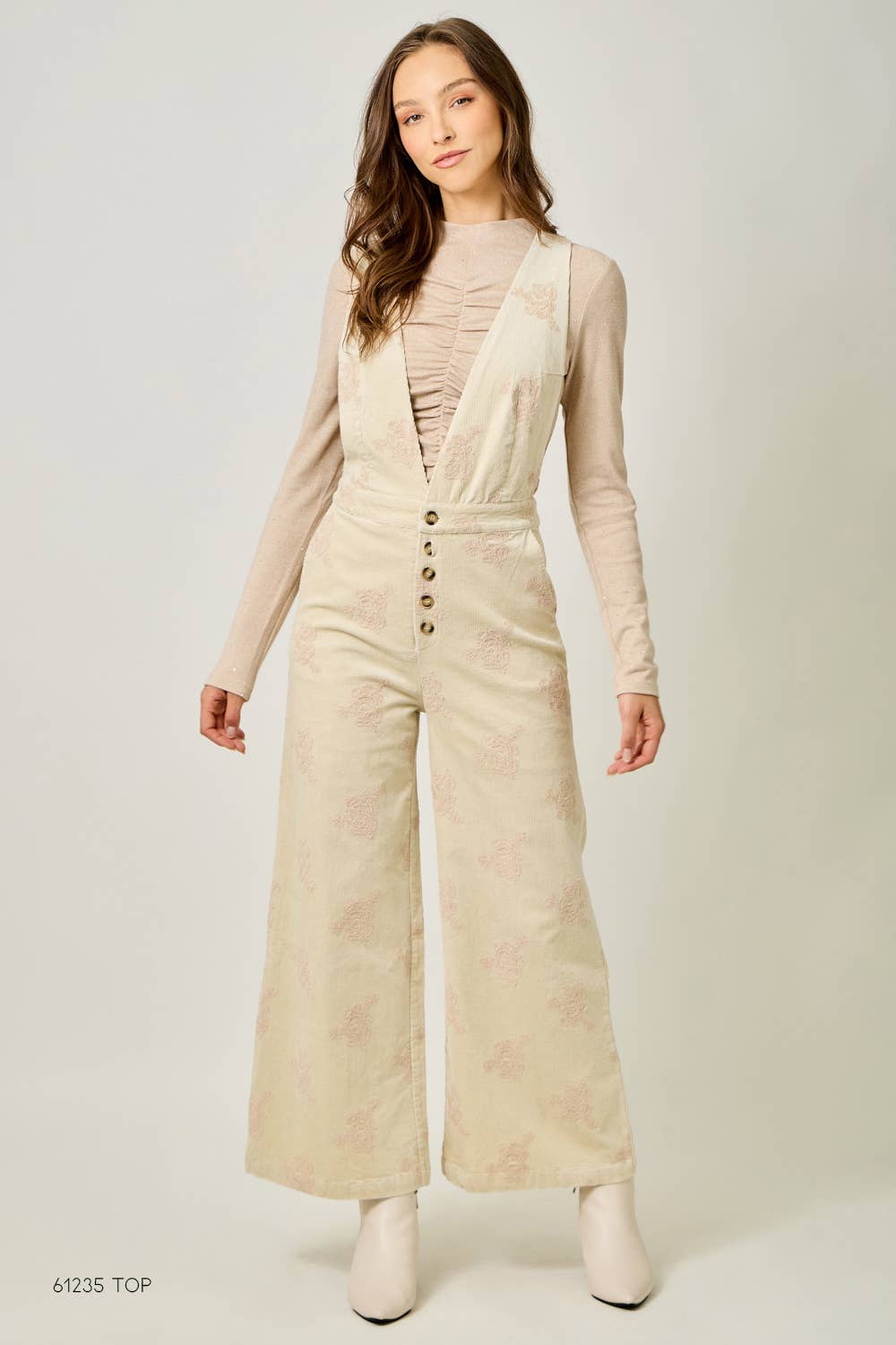 Fernie Embroidered Corduroy Jumpsuit