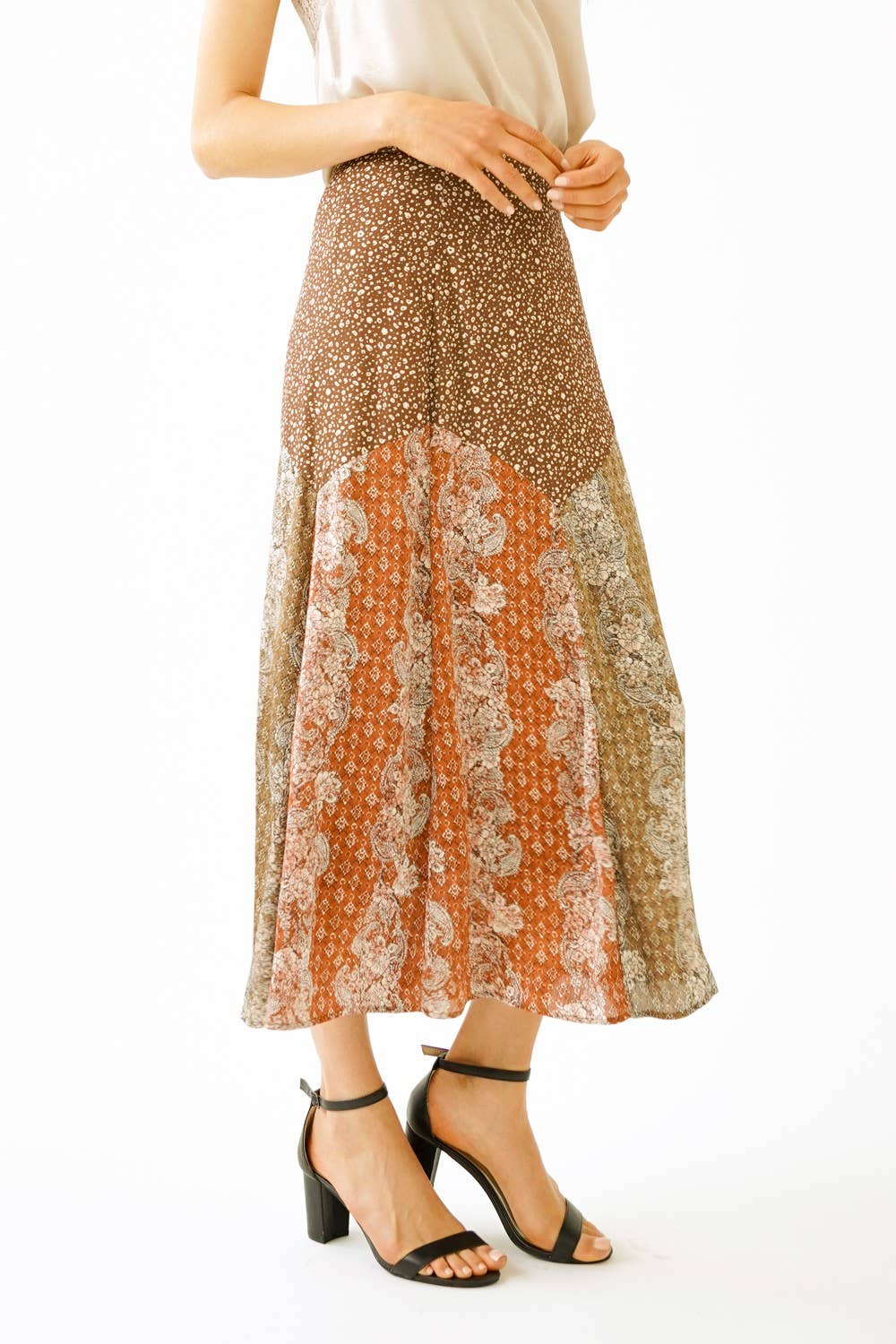 19698 Mix Print Skirt