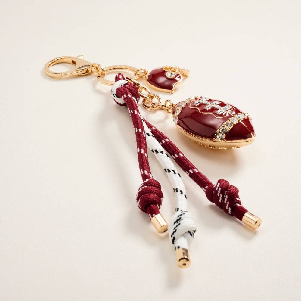 College Football Helmet Paracord Stone Keychain Bag Charm