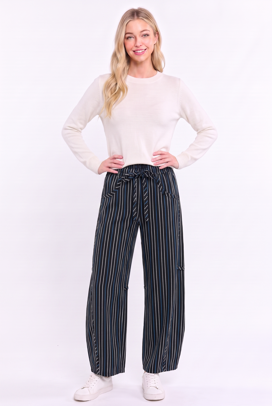 CB10394J Pinstripe Drawstring Pants