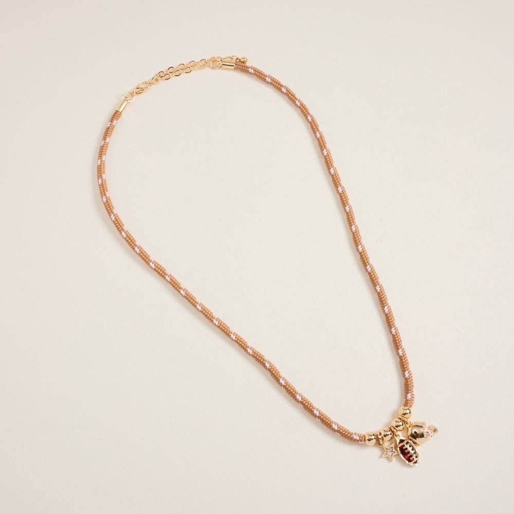 Football Helmet Star Charm Game Day Rope Necklace