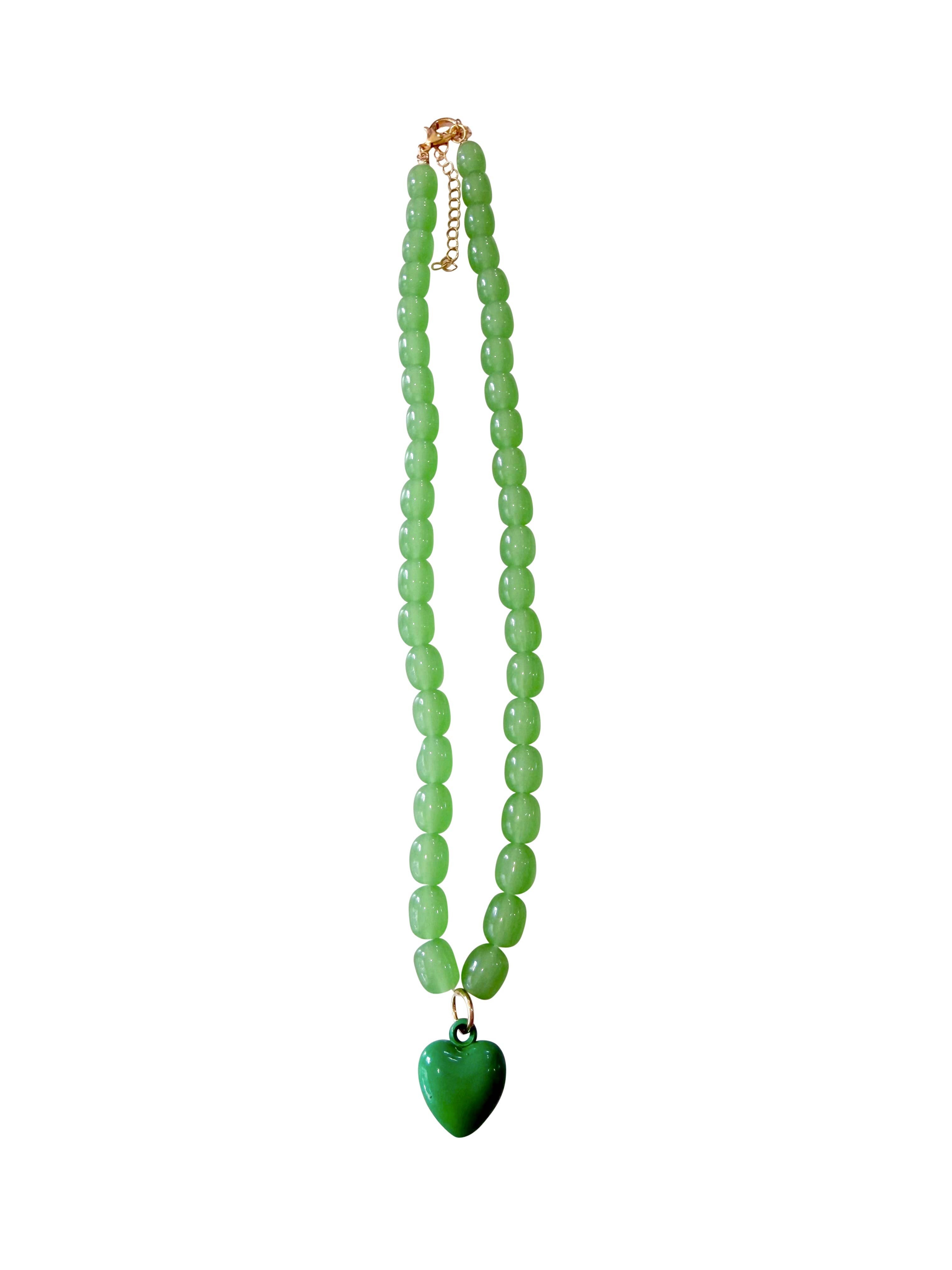 Tyler Green Beaded Necklace with Heart Charm