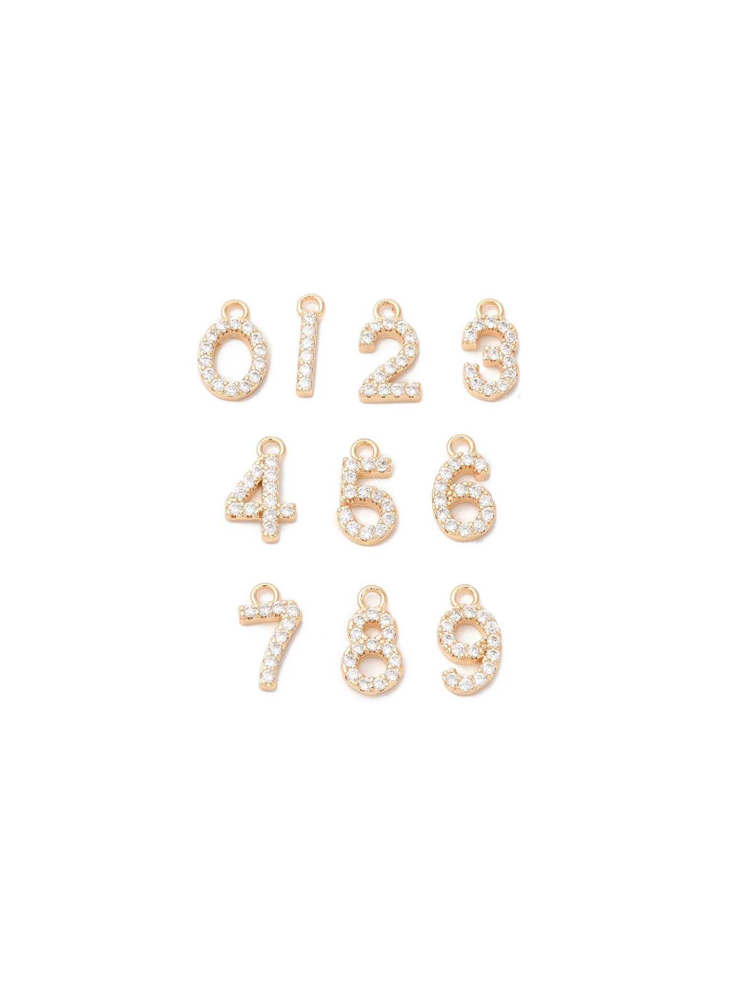 * Gold Pave Number Charms (Set)