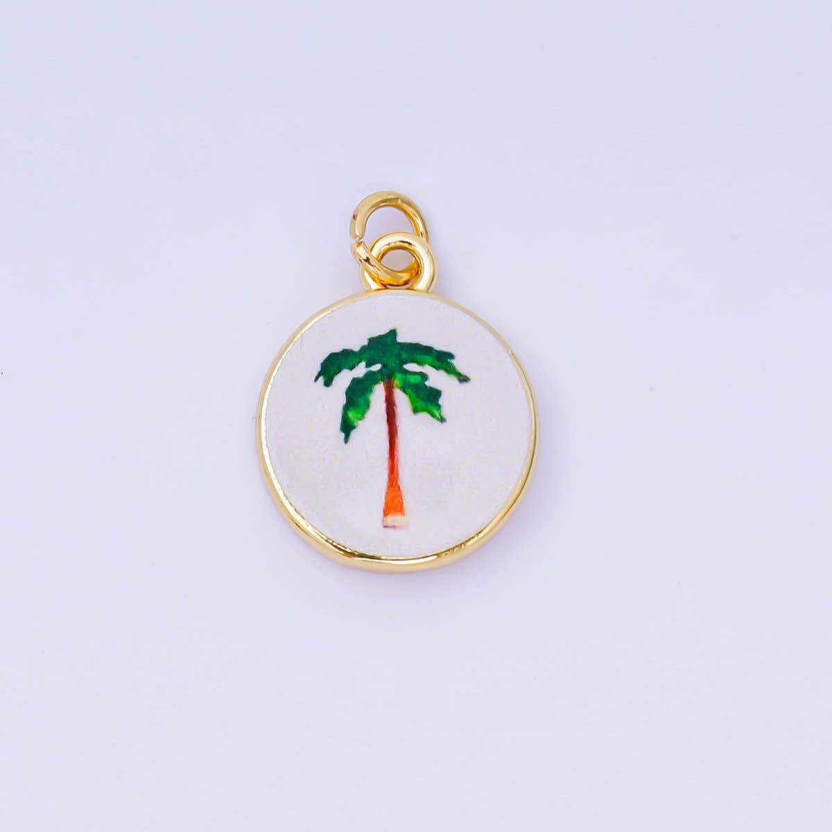 24K Gold Filled 18mm Enamel Art Beach Theme Charms