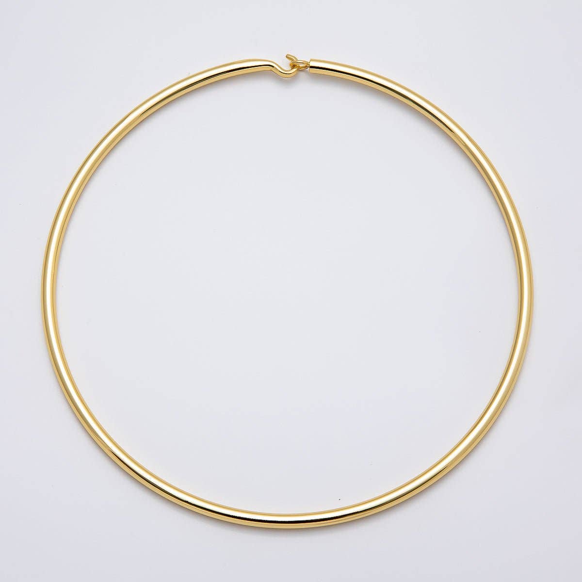 NEW SUMMER 16K Gold Filled 4mm Minimalist Thick Wide Tube Torque Choker Floating Collar Necklace | WA-04277