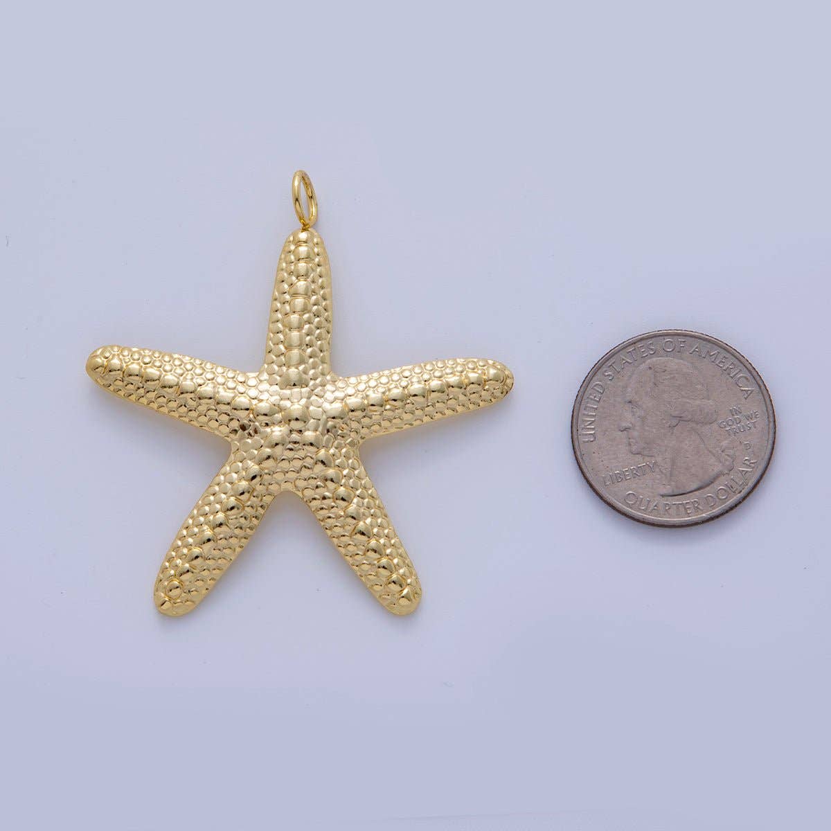18K Gold Filled 55mm Dotted-Textured Starfish Minimalist Charm | AF317