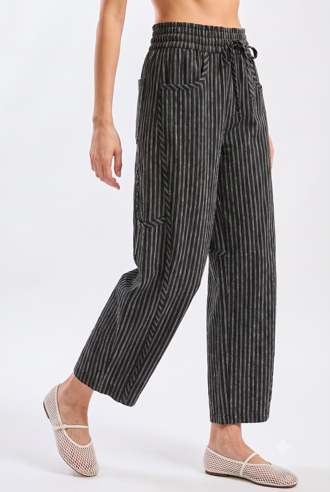 CB10394J Pinstripe Drawstring Pants