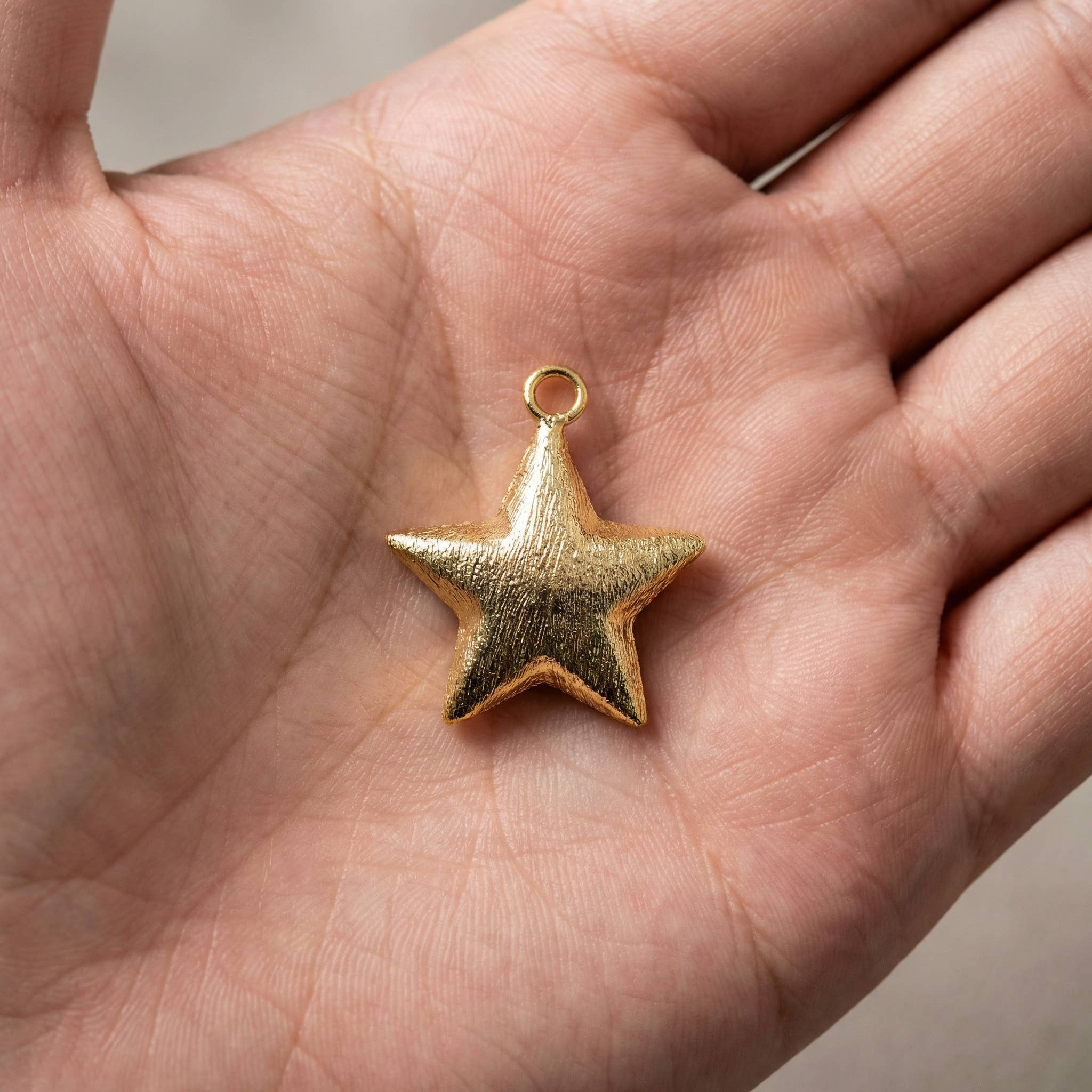 Gold Puffy Star Pendant Statement Piece Gift CPG2952
