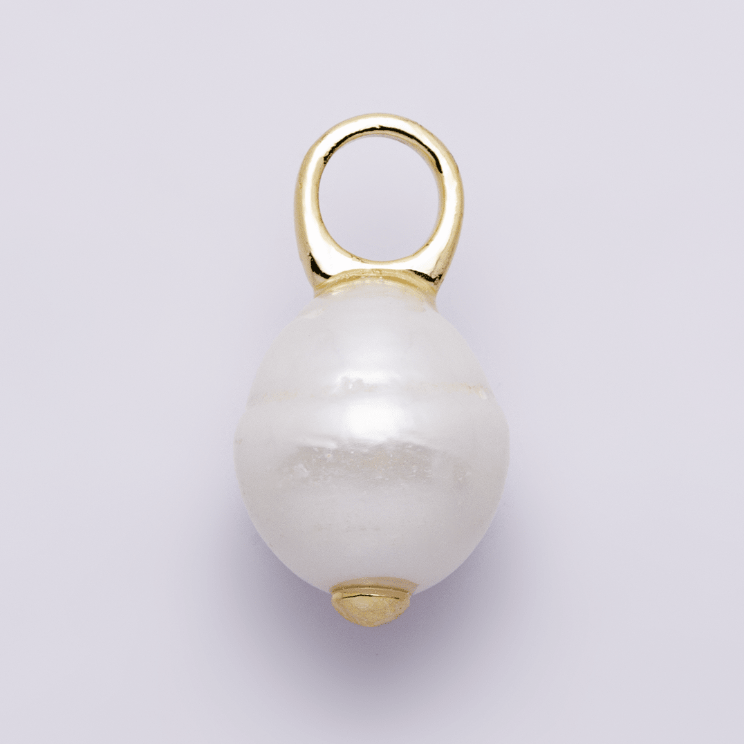 White Ringed Baroque Freshwater Pearl Drop Pendant
