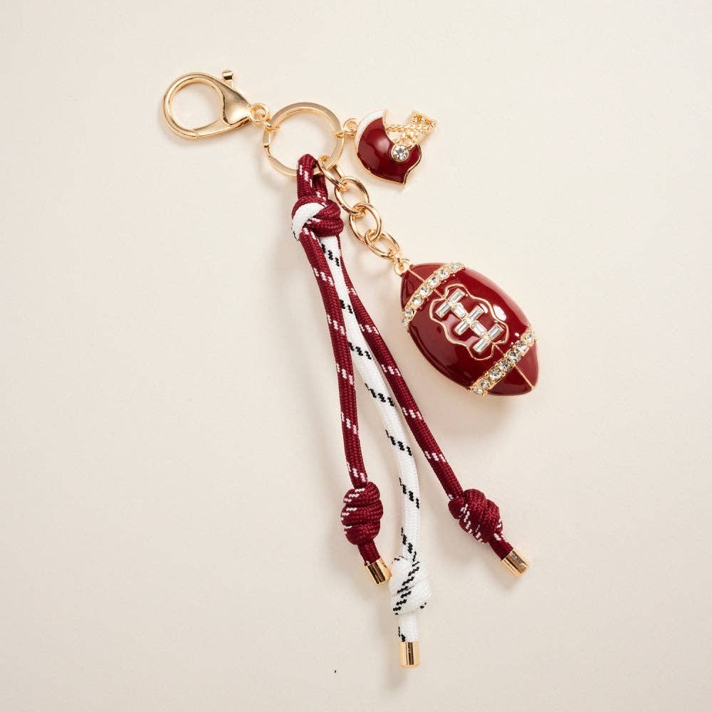 College Football Helmet Paracord Stone Keychain Bag Charm
