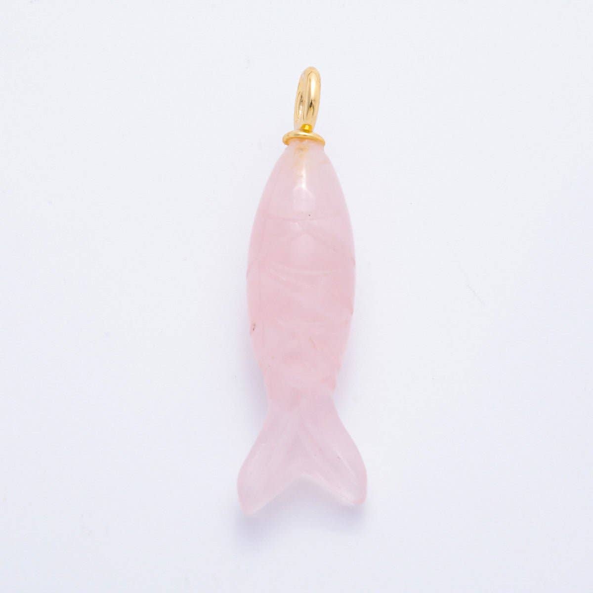 18K Gold Filled 48mm Quartz, Agate, & Tiger Eye Gemstone Sardine Fish Charm | C919 C923 C932 E008