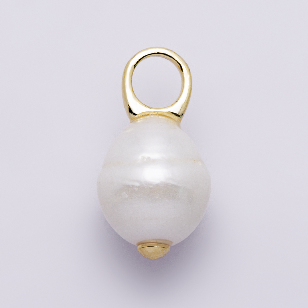 White Ringed Baroque Freshwater Pearl Drop Pendant