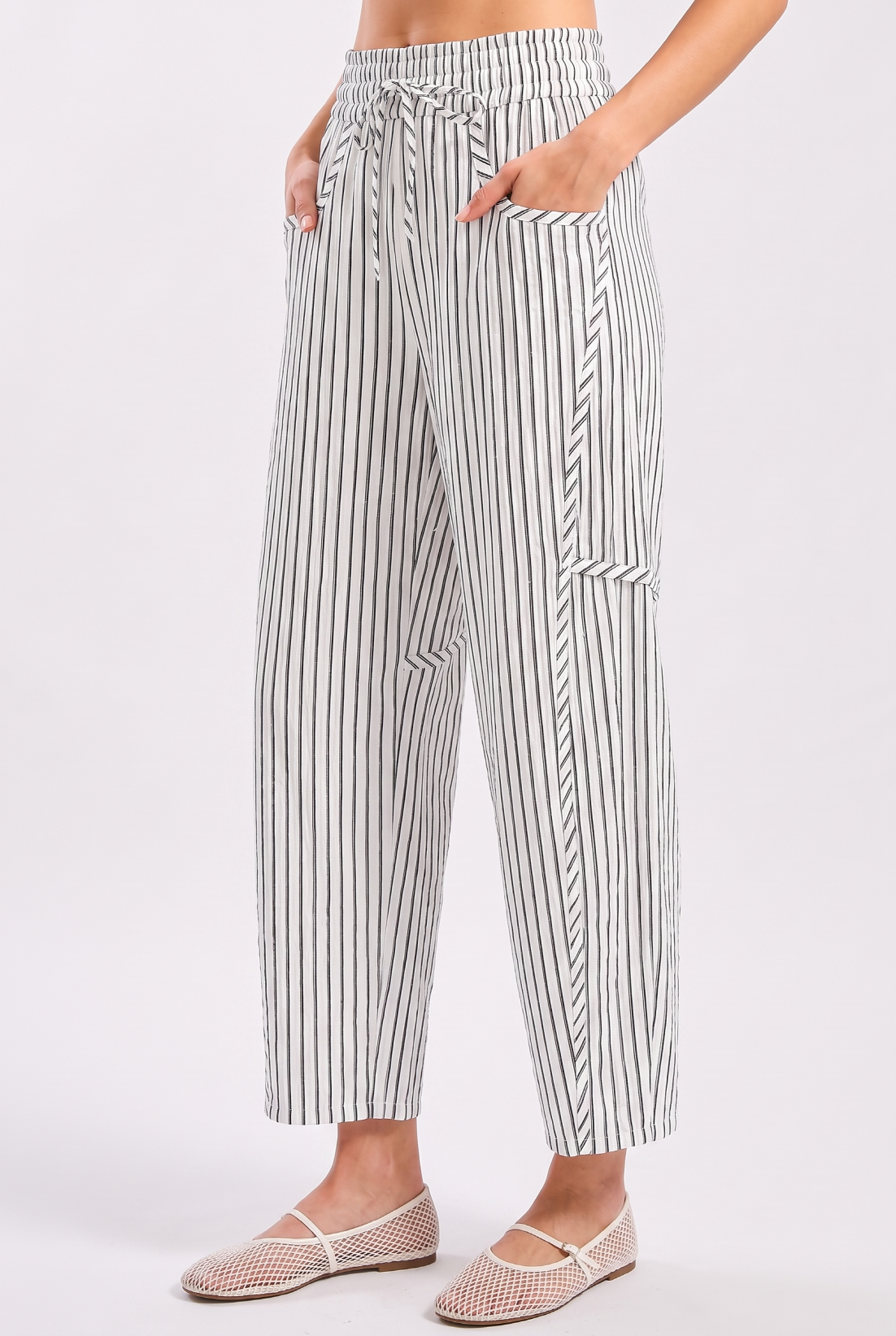 CB10394J Pinstripe Drawstring Pants