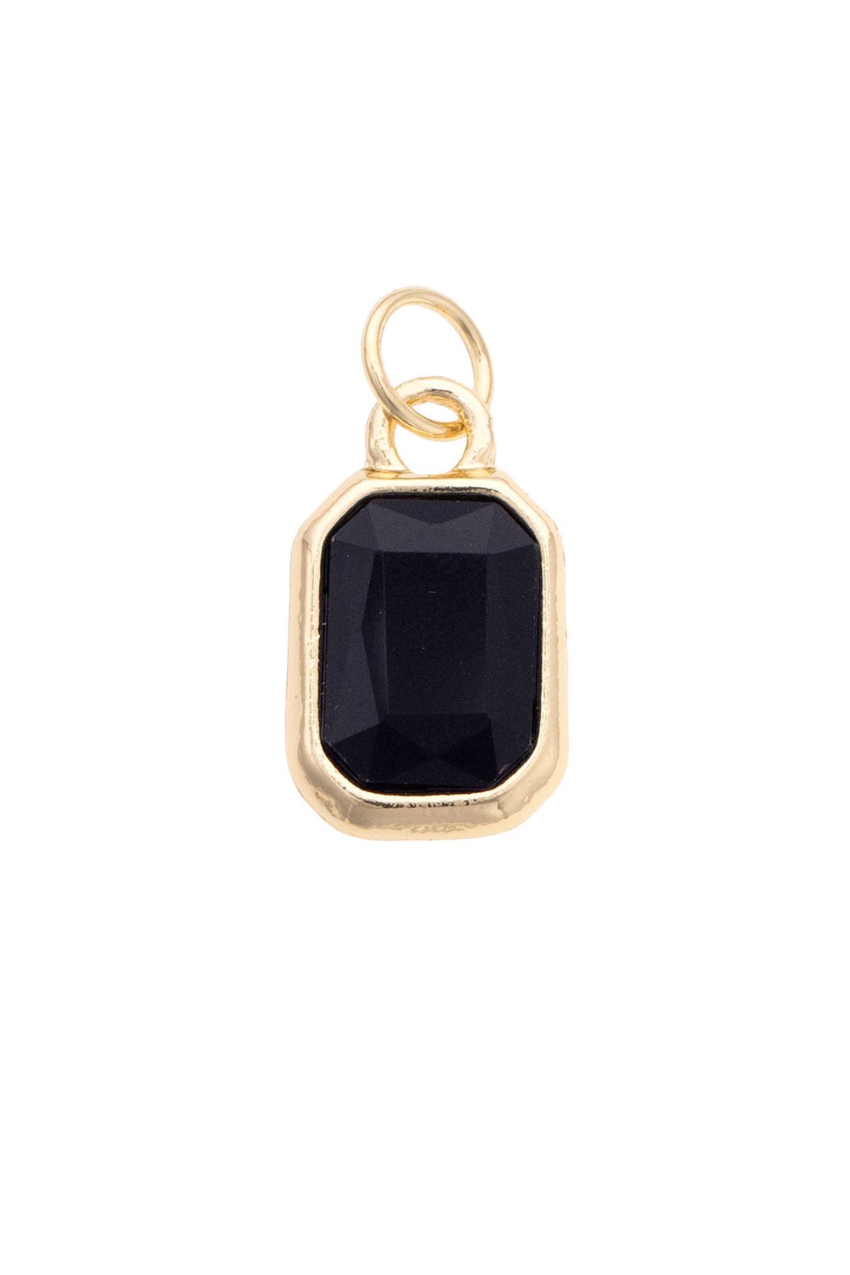 Emerald Cut Rhinestone Charm in Black